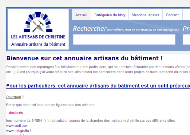 Audit d'un annuaire d'artisans du bâtiment