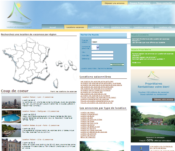 Agence cr&eacute;ation de site de locations de vacances