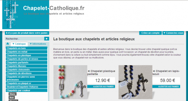 Rédaction des fiches produits d'un site e-commerce de vente de chapelets