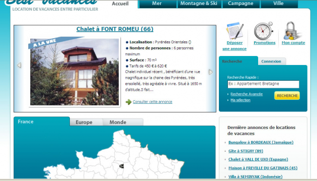 création de site d'annonces de locations de vacances et référencement du site internet